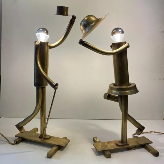 Belle Paire Lampes Couple, 1925, Newyork, Numerotees Et Signees, Music Hall