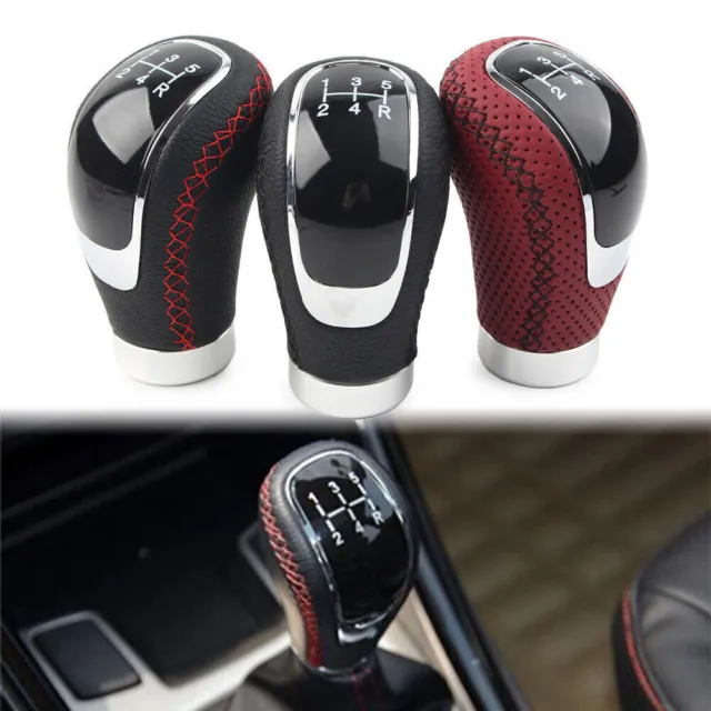 Universal 5 Speed Interior Leather Car Manual Gear Stick Shif Lever Head US