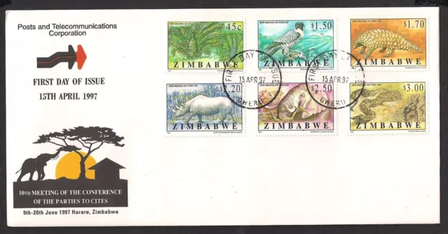 Zimbabwe FDC set 1997 Scott 774-779 animals fauna