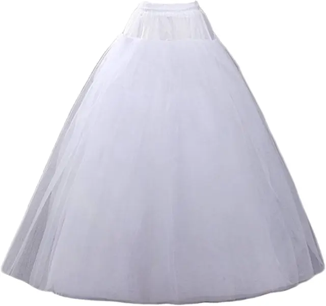 Hoopless Petticoats Crinoline Slips Underskirt Floor Length for Bridal Gown.Wpt1