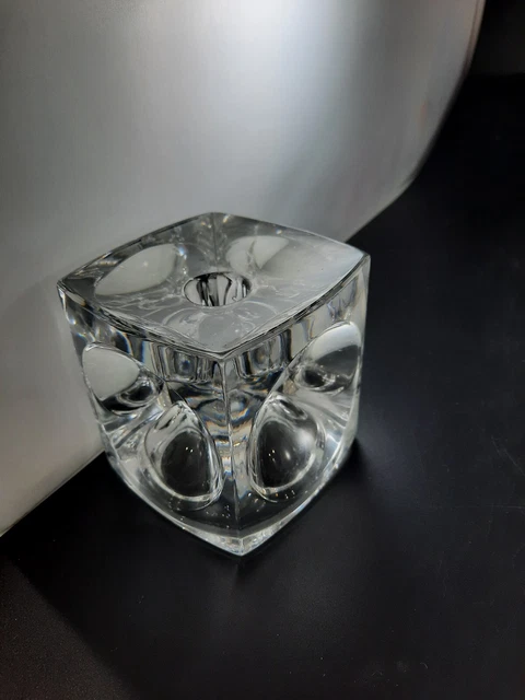 Peill & Putzler 3.5" Ice Cube Glass Candle Holder Paperweight MCM Convex Sides