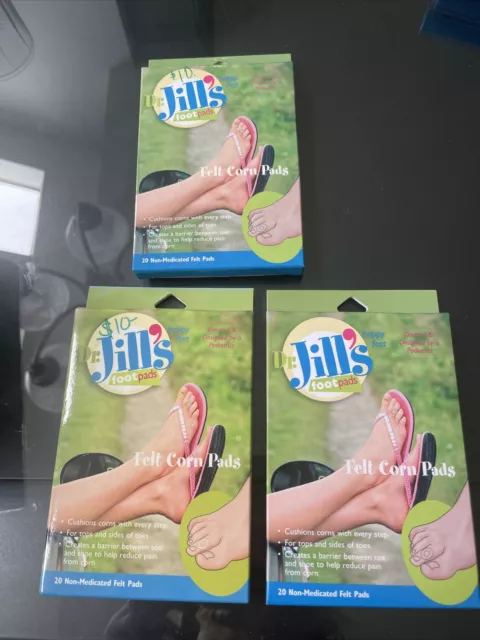 Almohadillas de maíz de fieltro Dr. Jill con apertura central, 3 cajas 20 unidades cada una