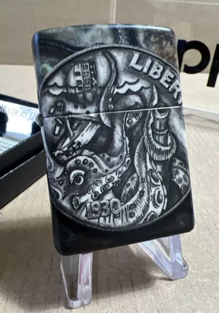 Zippo Windproof Lighter PIRATE COIN KRAKEN SEA MONSTER 540 Colour NEW FAST POST