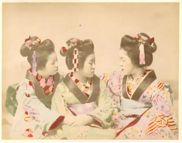 Japon, Japanese Geisha  Vintage albumen print, Japan Tirage albuminé aquar