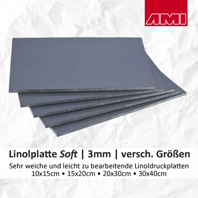 AMI Linolplatte Soft, 3mm, verschiedene Größen, extraweich, leicht zu bearbeiten