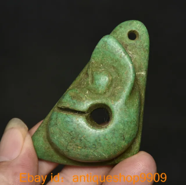 2.8 " China Hongshan Culture Turquoise Carved Pig Dragon Triangle Pendant