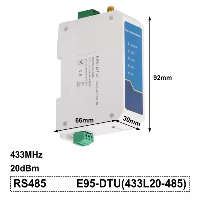 Modem sans fil amélioré 433 MHz E95DTU avec interface transparente RS485