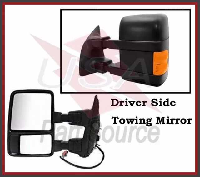 Tow Mirror Left Driver for Ford F250 F350 F450 Power Heated Towing Signal Orange