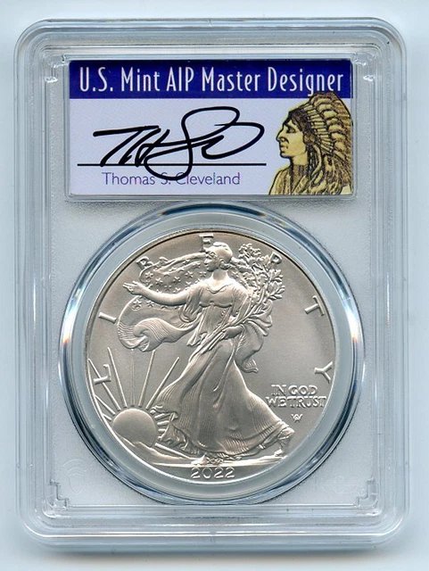 2022 $1 American Silver Eagle 1oz Dollar PCGS MS70 FDOI Thomas Cleveland Native