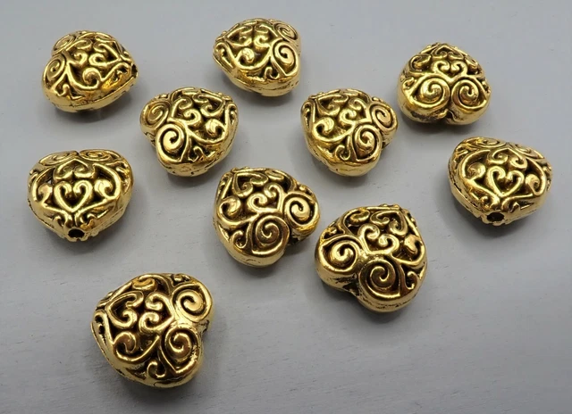 13x13mm Metallperle Zwischenperle Perle Herz goldfarben 1-20 Stk SB 1108