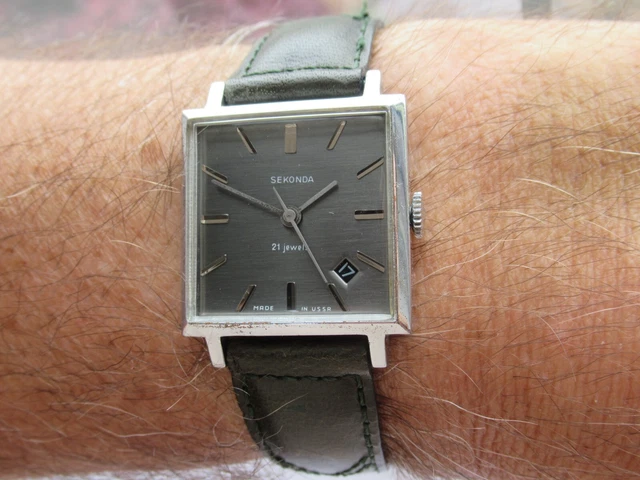 Raro orologio meccanico vintage da uomo SEKONDA 23 rubini quadrante