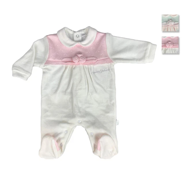 Tutina body neonato in ciniglia Nazareno Gabrielli tuta body bimba ricamata 1230