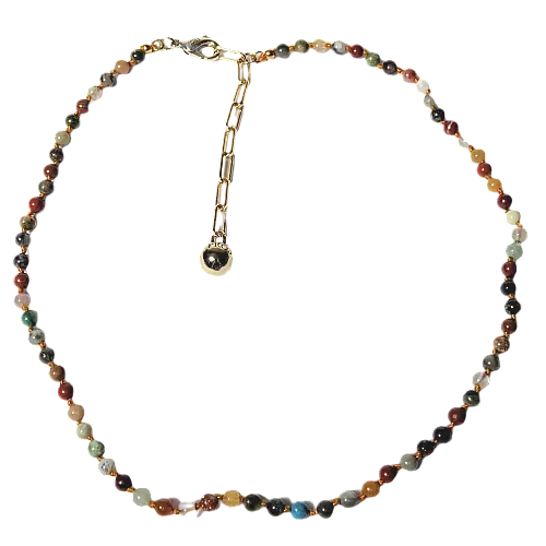 New Lulu Frost PLAZA Natural Multi Color Semi Precious Beaded Necklace Base $175