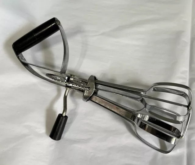 Vintage Ekco Hand Held Egg Beater W/Slanted  Black Handle