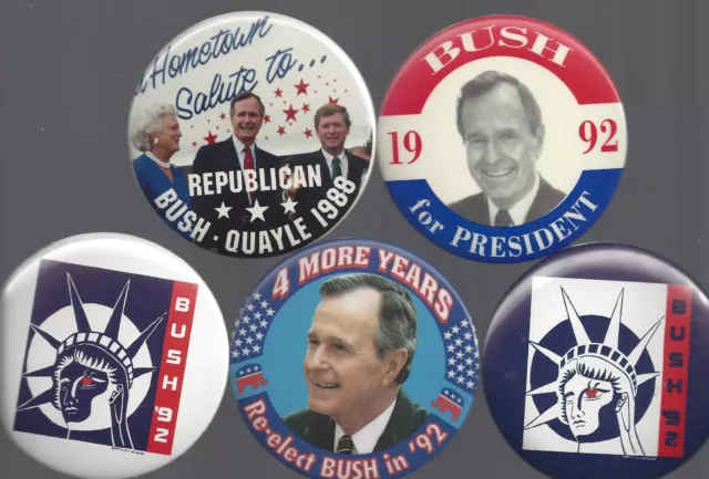 George H.w. Bush & Dan Quayle -  Political Campaign 3" Buttons - Group J