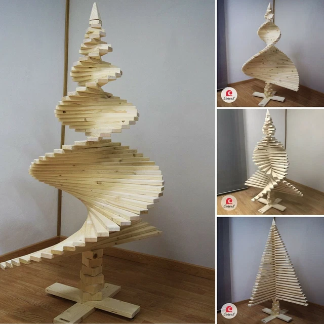 ALBERO DI NATALE IN LEGNO ARTIGIANALE  H1,80mt  DECORAZIONE ADDOBBO NATALIZIO