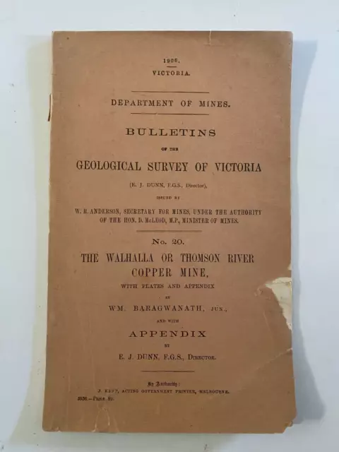 The Walhalla Copper Mine Survey booklet. 1906. Mining Victoria Local History