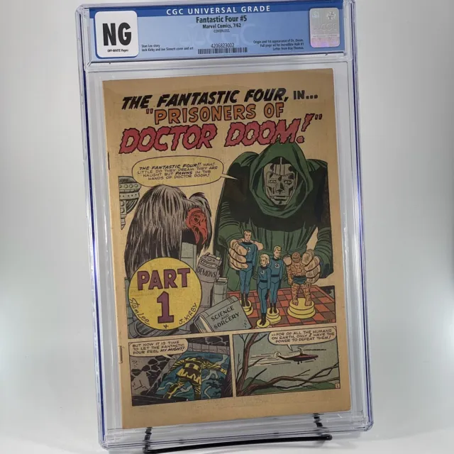 Fantastic Four 5 CGC NG Origin and 1st Dr. Doom (Marvel Comic) Coverless