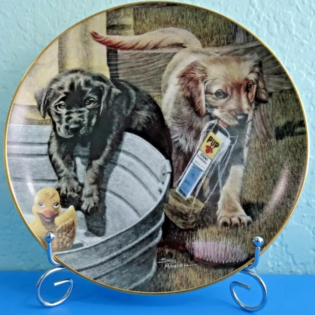 Labrador Retriever Pups 'n Suds Maxwell Love Puppies LE Plate Bath Time Cute