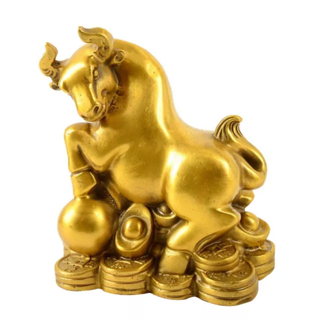 1pc Wealth Bull Figurines Retro Cow Statue Ox Figure Sculpture Brass Ox Statues