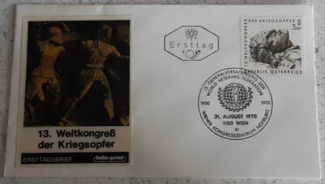 FDC Ersttag Ersttagsbrief 1970 13. Weltkongress der Kriegsopfer siehe Bild