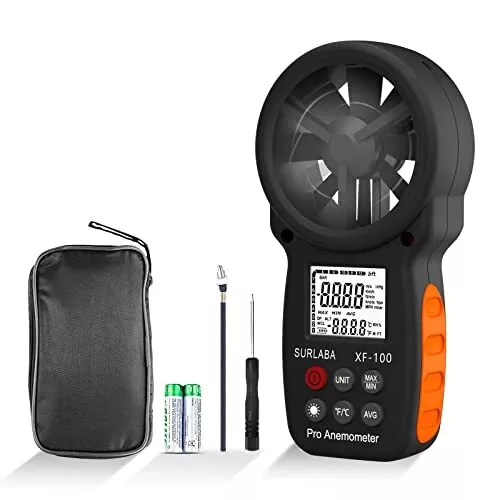 Anémomètre Numérique, Portable Wind Speed Meter Précision ±5%, Digital Anemomete