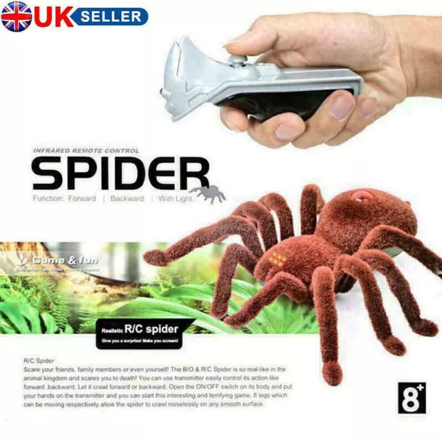 Remote Control Creepy Soft Scary Plush Spider Infrared RC Tarantula Kid Toy UK