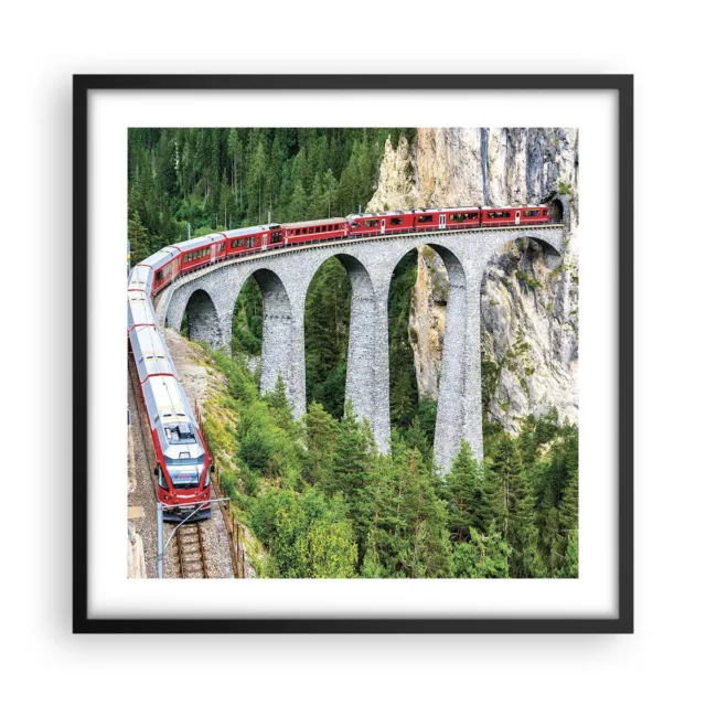 Cuadro Poster de Pared 50x50cm P�ster Marco Viaducto Landwasser Tren Wall Art