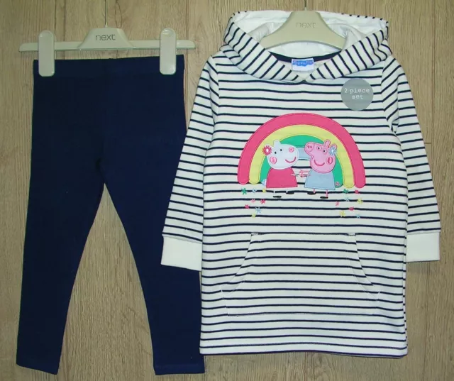 Leggings abito con cappuccio PEPPA PIG nuova con etichette per ragazze età 12-18 mesi NUOVI