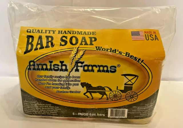 Amish Farms Natural Bar Soap Variety Bag - Homemade, Cold Process,  Old-Fashioned Hand-cut Bars, Made in USA (5-Bars)