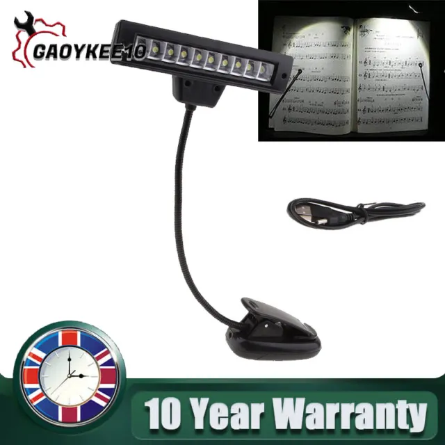 Music Stand Light Clip Desk Reading Lamp USB Rechargeable For Piano Table UK