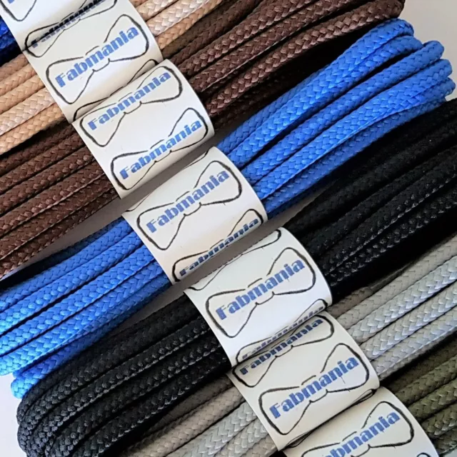 Fabmania® Laces - 4mm Round Polyester Boot Laces - Ideal for Walking Hiking Work