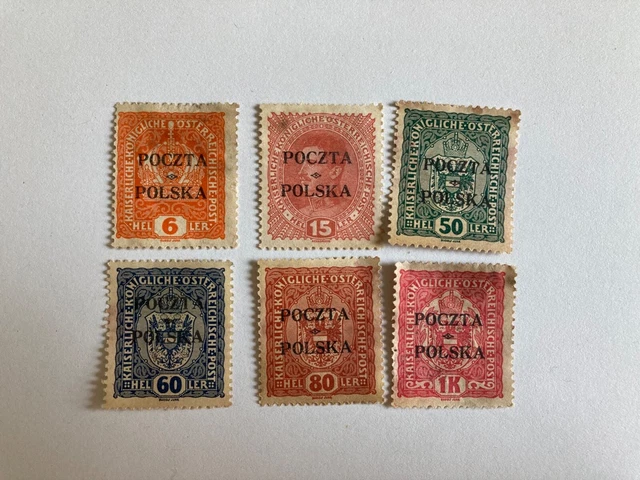 Polen 1919 Briefmarke Mi.Nr. 31, 34, 39-40, 43 mit Falz, *