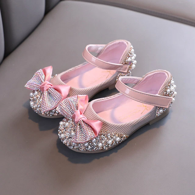 Girls Toddlers Princess Shoes Wedding Party Dancing Dress Shoes Flat Pumps Size