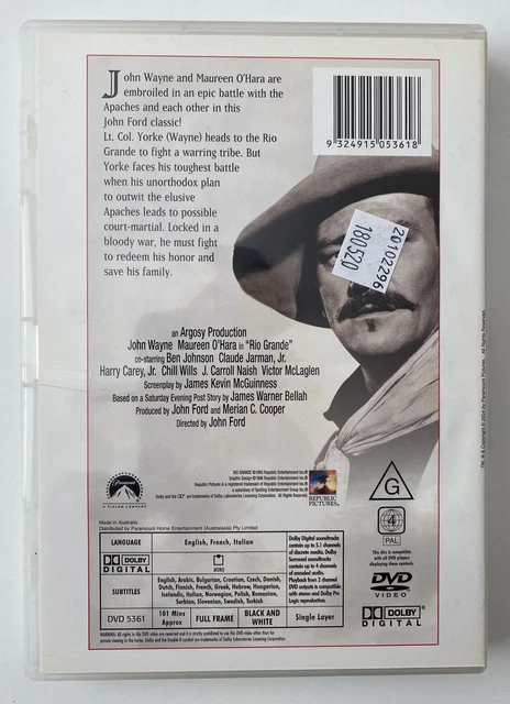RIO GRANDE (DVD) Region 4 John Wayne John Ford Western 1950 VGC $9.95 ...