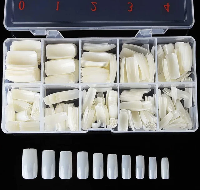 Square Nails Tips 500 Pcs False Acrylic Fingernails Fake Full Cover New
