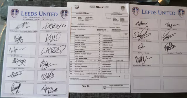 2014 Hand Signed Reserve Team Autograph Leeds United Utd Sheet Inc Phillips