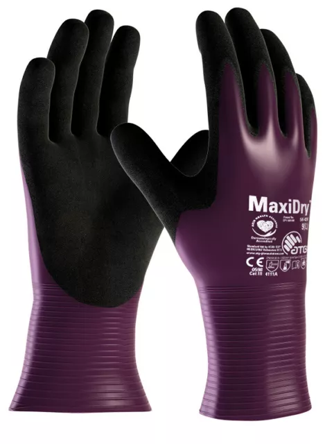 MaxiDry Palm Coated 56-426 Nitrile Foam Palm Open Cuff Waterproof Work Gloves