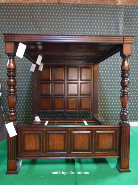 6' Super King Dark Mahogany Georgian Tudor style Four Poster wooden canopy bed 6' Super King Dark Mahogany Georgian Tudor style Four Poster wooden canopy bed