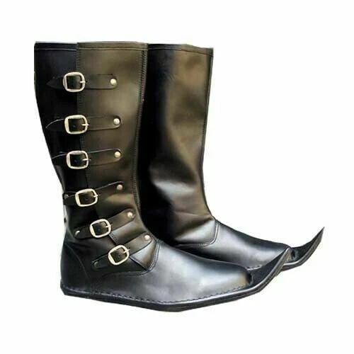 Stivali medievali in pelle scarpe storiche lunghe rievocazione costume scarpe da uomo