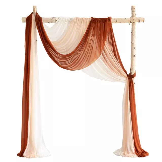 Ling's Moment Easy Hanging Wedding Arch Chiffon Drape 3 Panels Orange 26.5ft ...