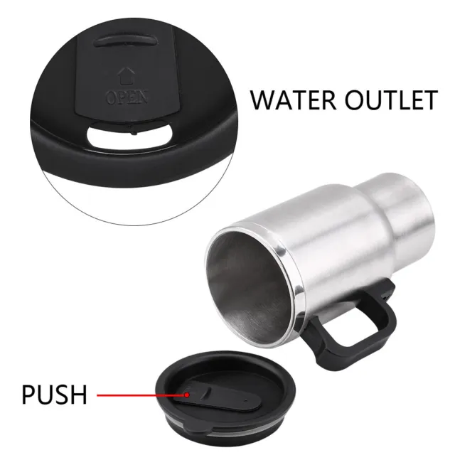 12V 450ml Electric In‑car Stainless Steel Travel Heating Cup Coffee Tea Car