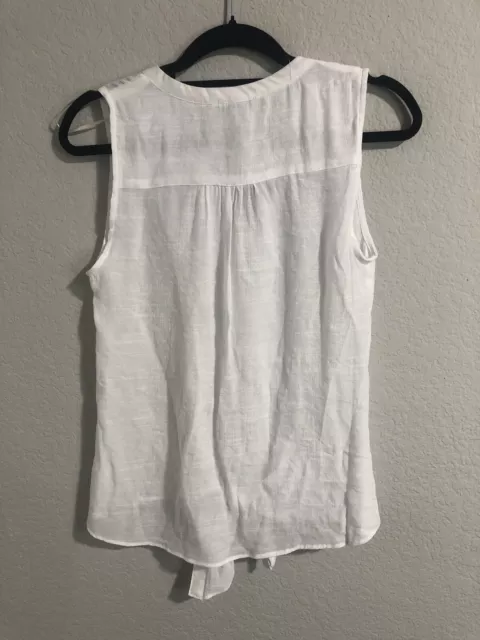 New Directions White Sleeveless Button Down Front Tie Blouse- Size S- NWT 3
