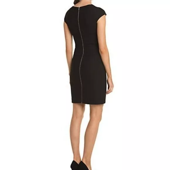 DVF DIANE VON FURSTENBERG Greta Zip Back Sheath Pencil Little Black Dress Sz S