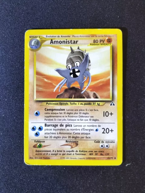 Carte Pokémon Amonistar 43/75 Néo Discovery Wizard Fr Bon État