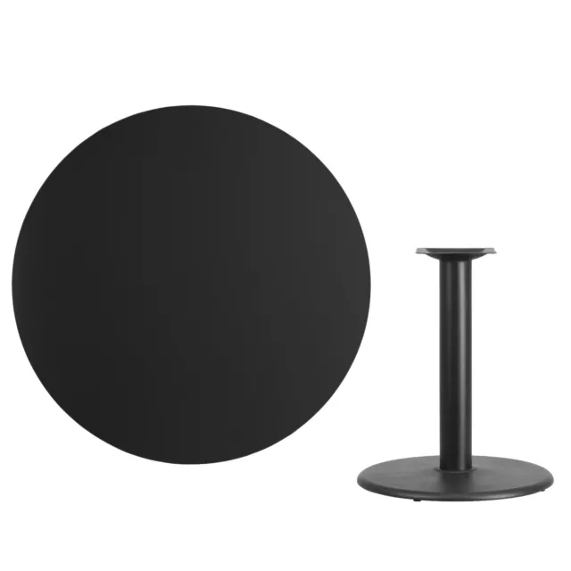 42" Round Black Laminate Table Top With Base - Table Height Restaurant Table