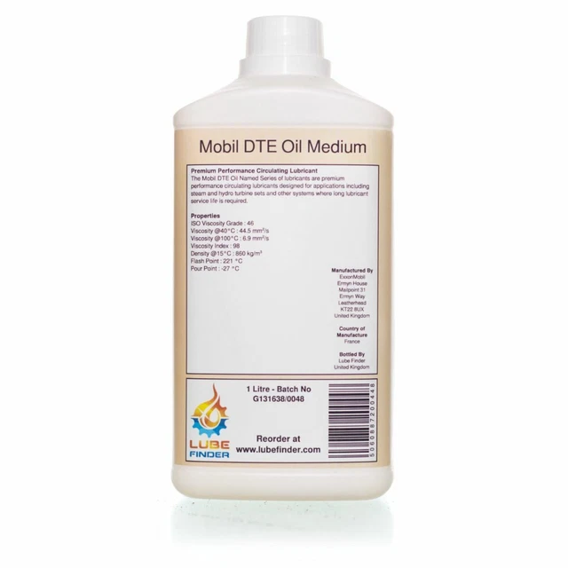 1L Mobil DTE Oil Medium ISO VG 46 Circulating Oil