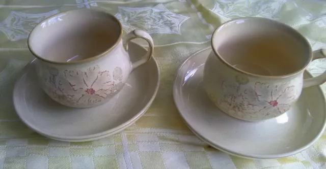 Denby X 2 Sandalwood Tea Cups And Saucers Excellent