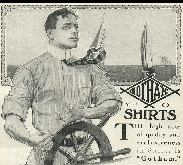 1912 Gotham Men "The Shirt for a Gentleman" Sailboat Sailing Nautical Rope 8456