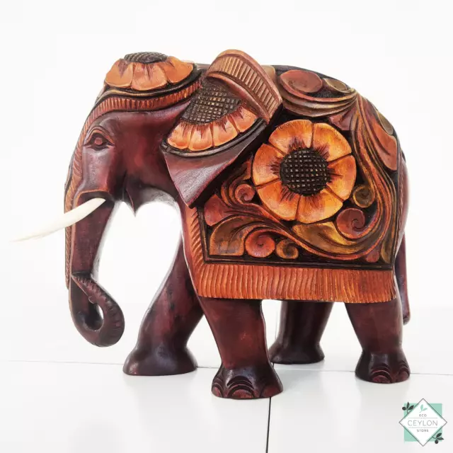 Wooden Elephant Home Decor Hand Carved Elephant With Carvings